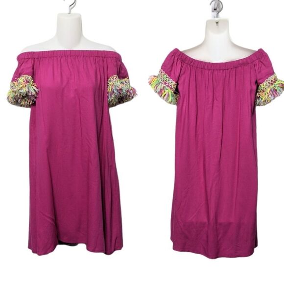 BUCKLEY Tala Off Shoulder Confetti Fringe Dress XS - Picture 7 of 7